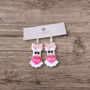 Handmade Pink and White Ghost Earrings